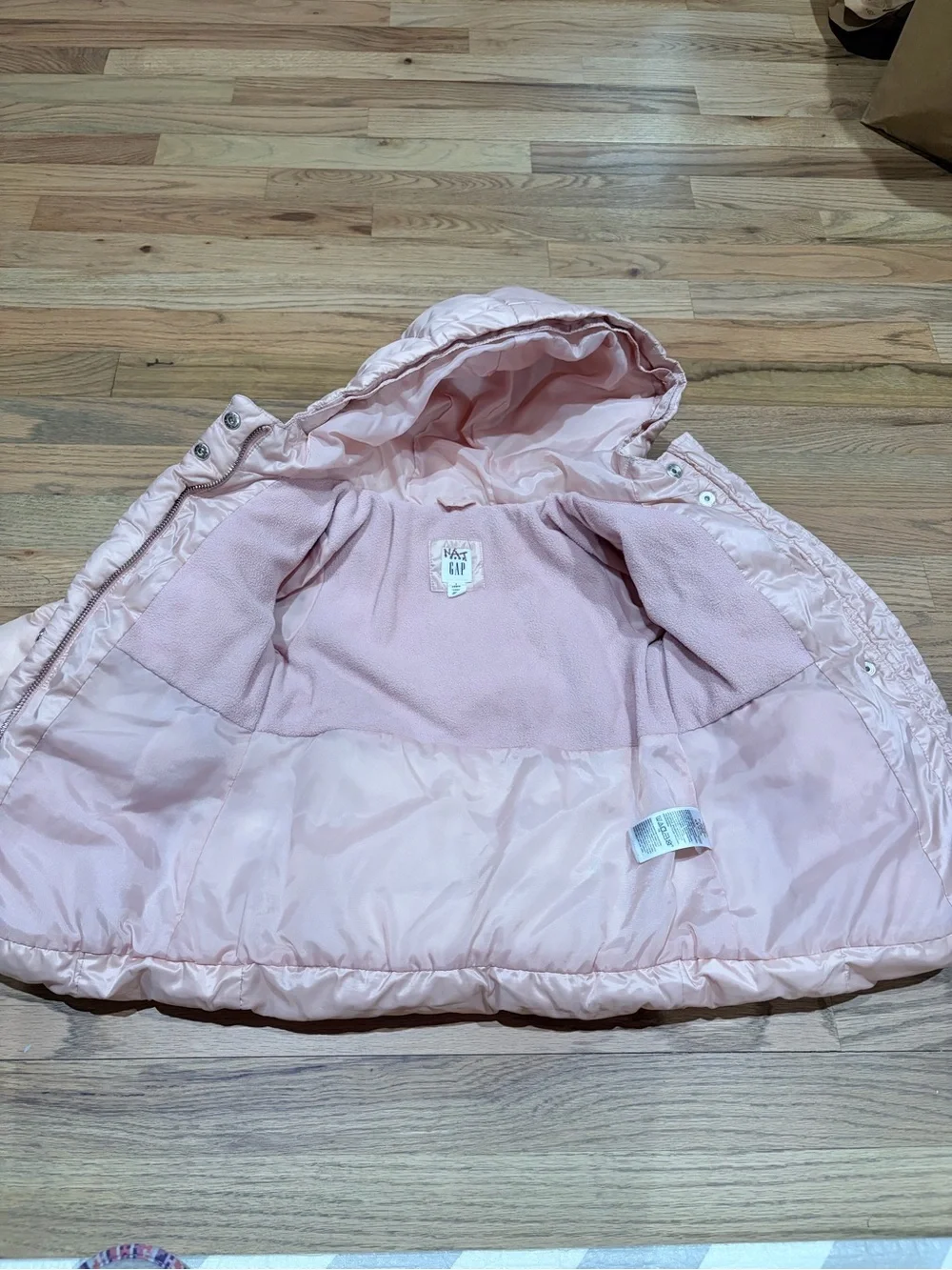 Gap toddler girl light pink half fleece lined warm winter jacket